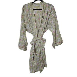 MAHOGANY Woof Friends Print 100% Cotton Belted Short Robe - Size Large NWT